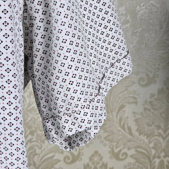 LON NYC Across The Pond Size L Diamond and Dot Pattern Short Sleeve Button Down - Picture 4 of 16